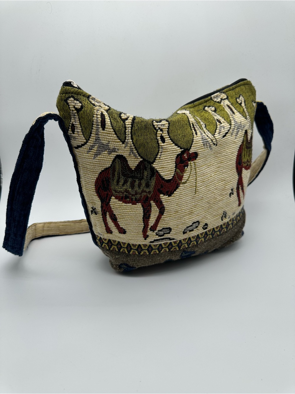Egyptian Camel Tapestry Shoulder Bag Vintage Inspired Boho Woven Purse